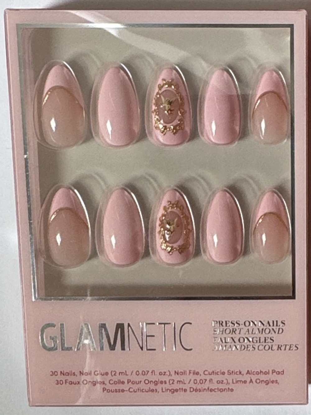 Glamnetic Soft Pink Press-On Nails with Gold Accent